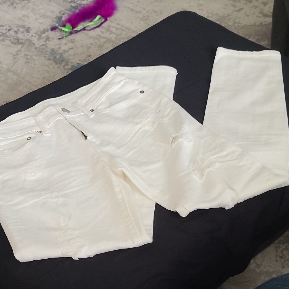 American Eagle Outfitters Men's White Slim Straight Jeans